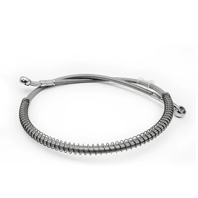 10-500CM steel wire braided brake hose with roller spring, for motorcycle and car modification brake systems (Tubing) - 28-28-degrees-10cm