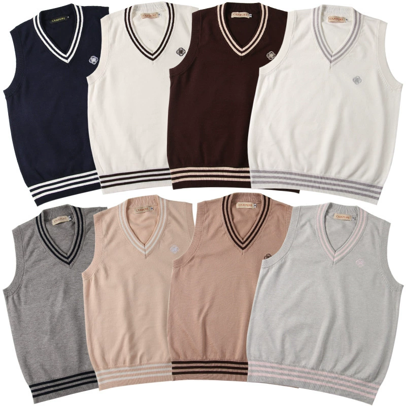 Женский тонкий пуловер в японском студенческом стиле [Bang & nai] на весну и осень, Мягкий Вязаный студенческий пуловер с V-образным вырезом, свитер, жилет