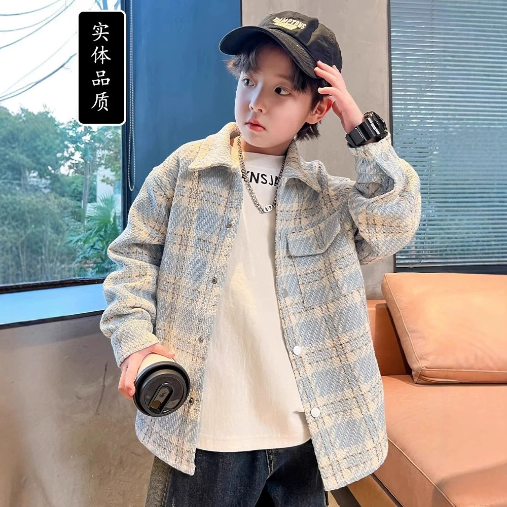 Пальто для мальчиков весна и осень 2024 новый детский осенний топ