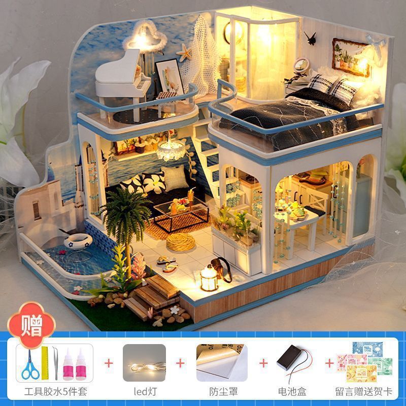 2025网红款手工小屋中国风古建筑拼装房子模型儿童玩具生日送女生|undefined