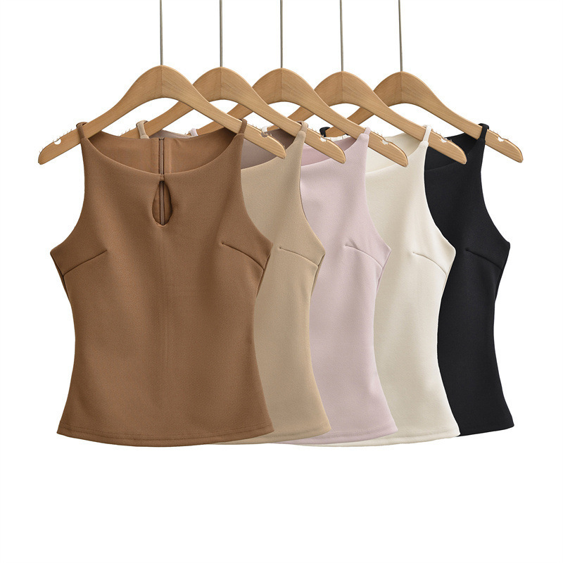 Sleeveless Hollow-Out Camisole Top for Women, Summer Short Style, Stylish and Sexy Slim-Fit Tank Top