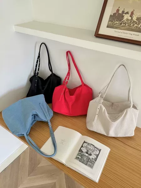 Lazy Style Tote Bag, Korean Style New Canvas Denim Shoulder Bag, Large Capacity Commuter Crossbody Bag, Cross-Border Business Opportunity Product
