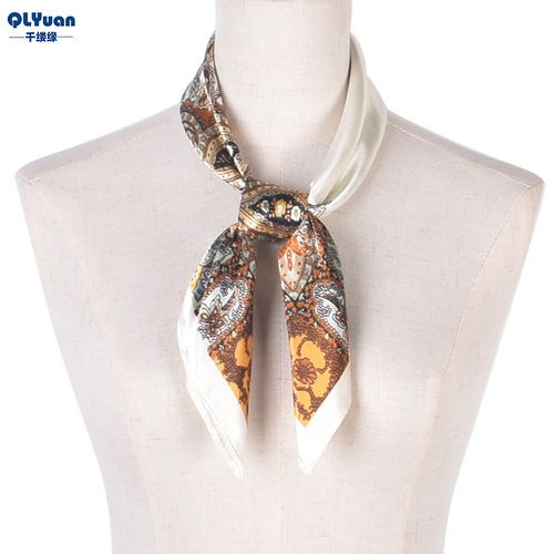 Cross-border new women's silk scarf printed satin 60 large cashew nut square scarf wholesale professional small square scarf