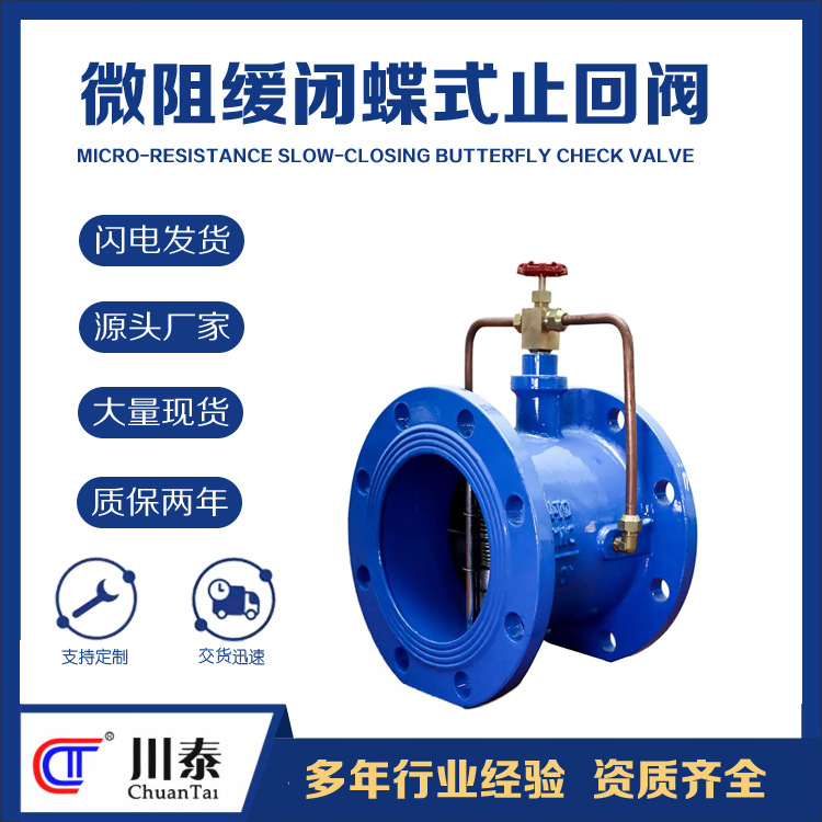 微阻缓闭止回阀蝶式球墨铸铁不锈钢材质 法兰立式逆止阀 成都厂家