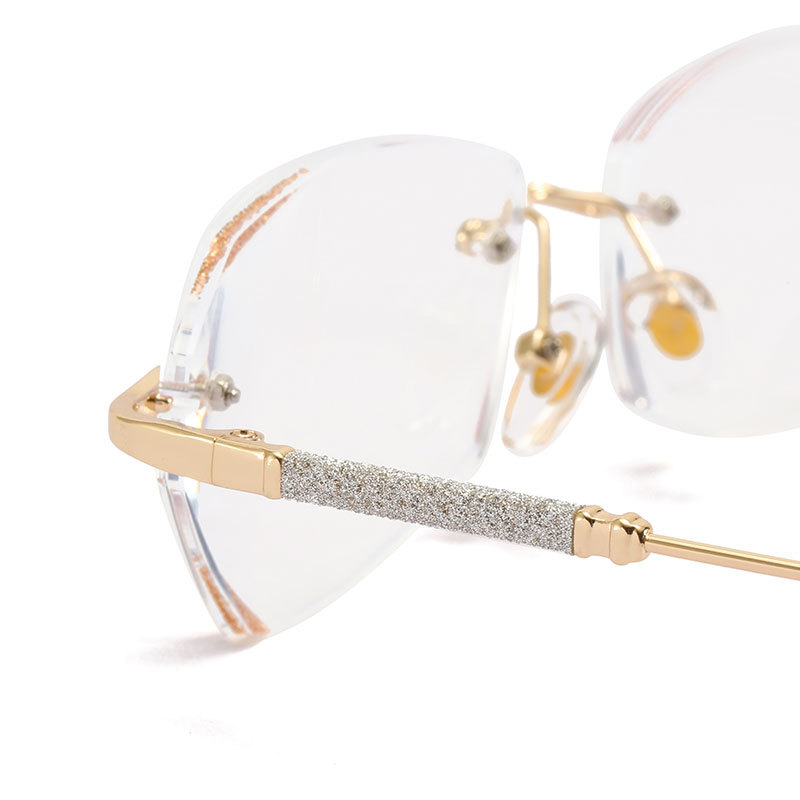 Tiktok mismo estilo Starlight flash delgado sin marco de ladrillo cut-edge gafas de presbicia anti-Luz Azul HD gafas de presbicia femenina al por mayor