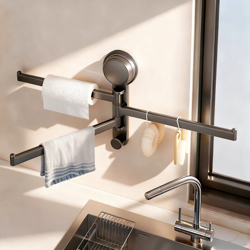 Rotating Towel Rack, No-Drill Bathroom Storage Rack, Bath Towel Hanging Rod, Multi-Layer Kitchen Cloth Storage Rack, Adhesive Rotating Towel Rack, No-Drill Bathroom Storage Rack, Bath Towel Hanging Rod, Multi-Layer Kitchen Cloth Storage Rack, Adhesive
