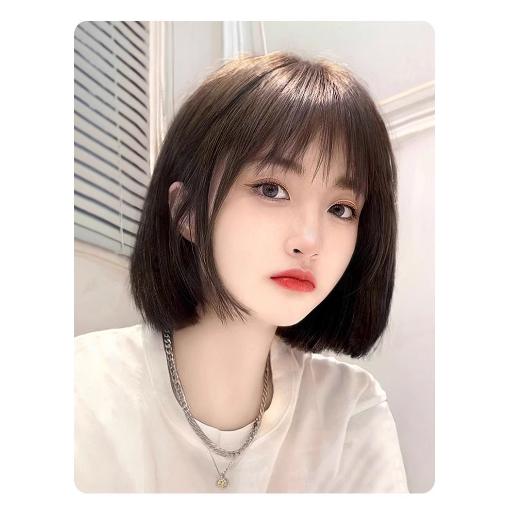Peluca para mujer, estilo bob corto, peluca completa, aspecto realista de cabello humano, estilo de cabello largo, fibra resistente a altas temperaturas.