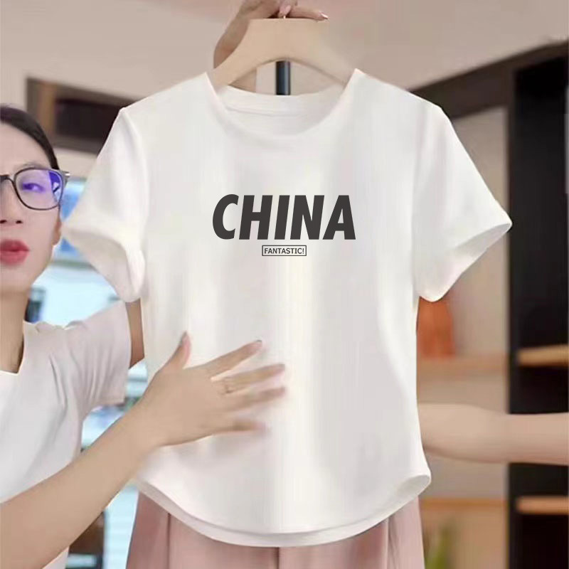 爆款不规则正肩白色短袖t恤女打底衫百搭圆领小个子夏季上衣潮ins|undefined