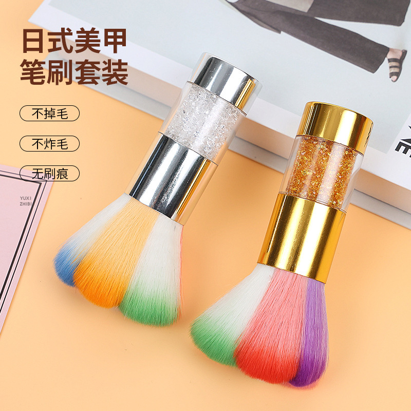 Nail powder dust brush with diamond acrylic colorful makeup brush handle petal color hair cleaning brush gray dust brush wholesale Nail powder dust brush with diamond acrylic colorful makeup brush handle petal color hair cleaning brush gray dust brush wholesale