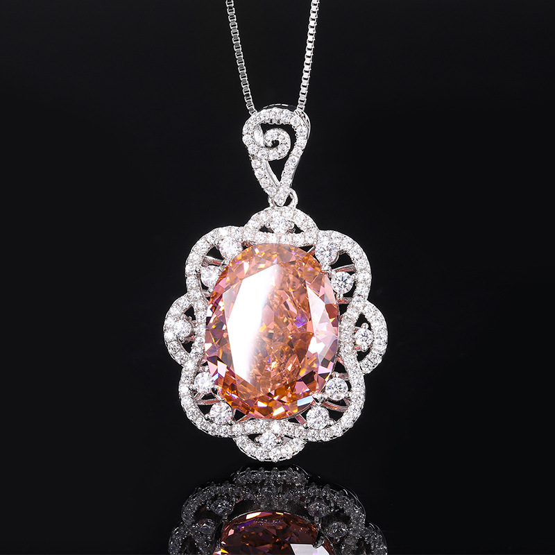 Zhuang Sheng joyería S925 plata de alto carbono diamante flash lujo con incrustaciones gran huevo paloma colgante collar principal 15*20