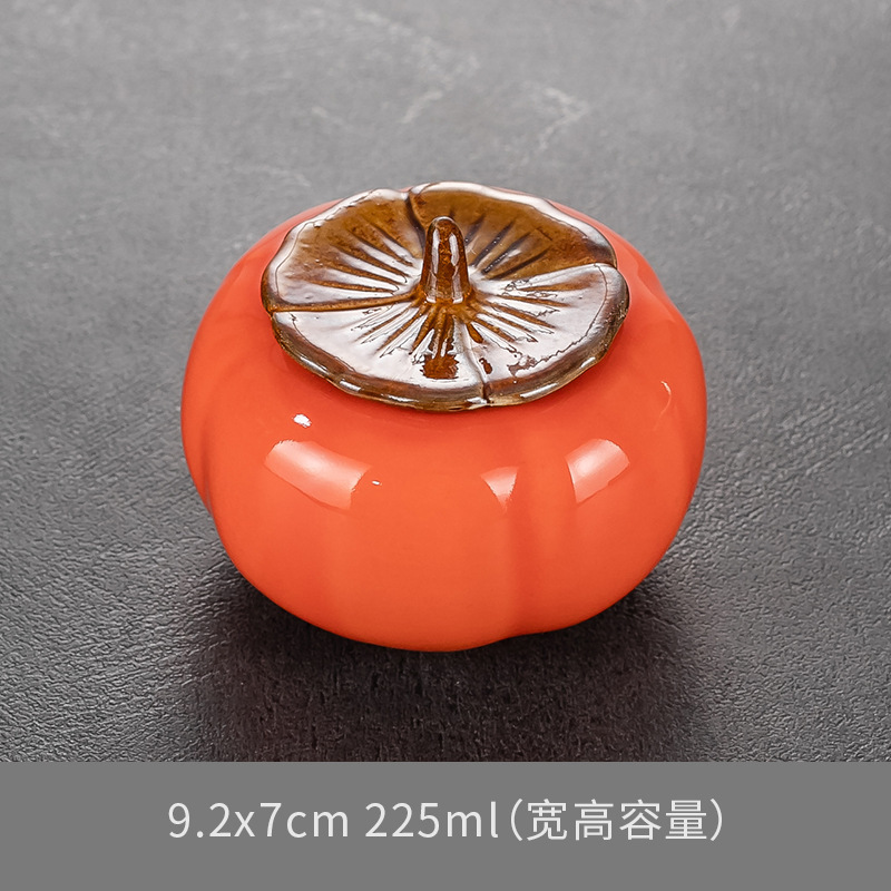 烟灰缸柿柿如意陶瓷密封带盖烟灰缸创意摆件工艺品中式家用烟灰缸|undefined