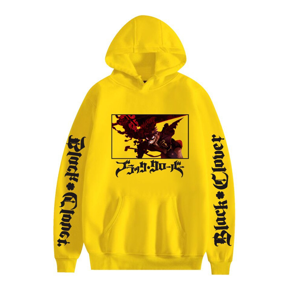 Nuevo estilo transfronterizo popular popular japonés riman black de cuatro hojas-Black Clover más suéter con capucha de terciopelo para mujer