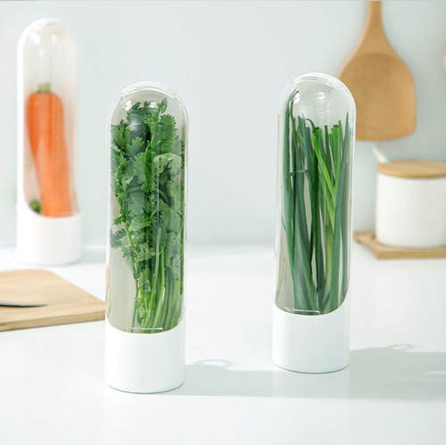 Herb crisper vegetable storage cup anti-pressure water storage asparagus refrigerator storage crisper cup transparent cross-border