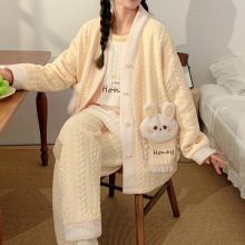 秋冬季空气棉月子服三件套春秋夹层产后孕妇睡衣哺乳产妇孕期专用