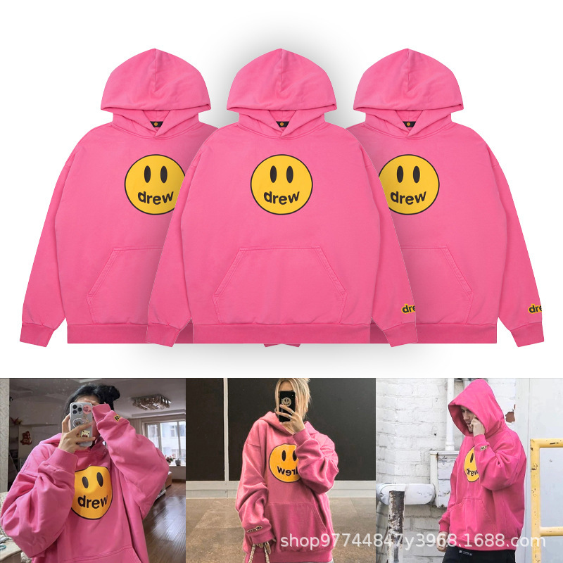 Drew Piggy Nest Smiley Fashion Brand American High Street Sports Leisure Loose Men's Couple Fleece Hoodie Sweater Drew Piggy Nest Smiley Fashion Brand American High Street Sports Leisure Loose Men's Couple Fleece Hoodie Sweater