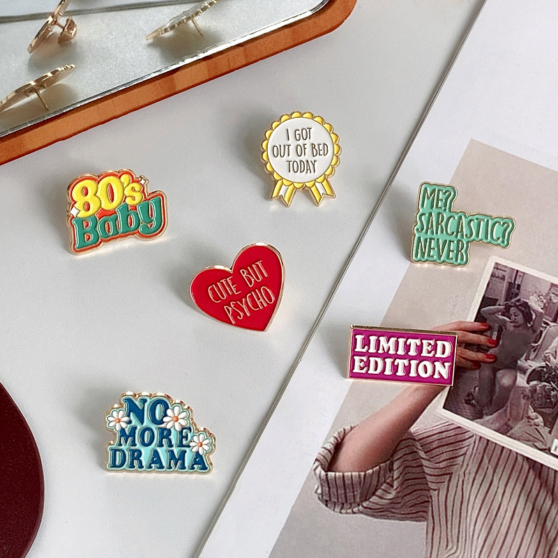 Alloy Material Letter Pattern Unisex Gender Cartoon Style Pin Letter Alloy Enamel Plating Unisex Brooches