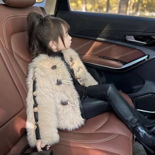 Princess Children's Clothing Girls Leather Coat 2024 New Children's Leather Autumn Winter Sweater Girls Winter Clothes
