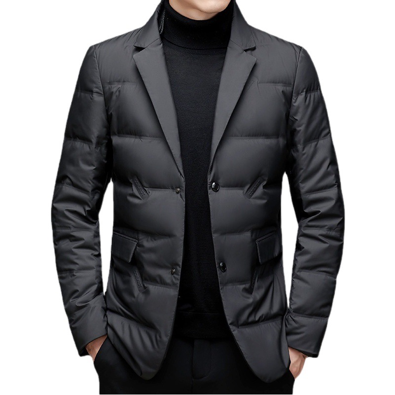 Desmontable bufanda collar traje de cuello abajo chaqueta de los hombres de invierno cálido Delgado casual simple color sólido joven y de mediana edad estilo coreano