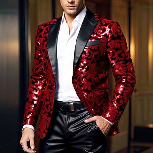 Ye Sheng Cross-Border Export Men's Colorful Suit Dress New Nightclub Dj Host Banquet Sequin Performance Suit for Men