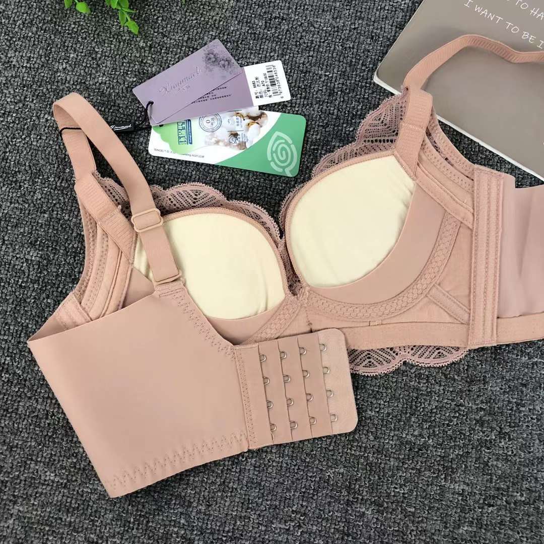Nuevo sujetador de alta calidad de moda de encaje jacquard transpirable y cómodo ajuste lateral de pecho de cuatro botones ropa interior mujer image 5