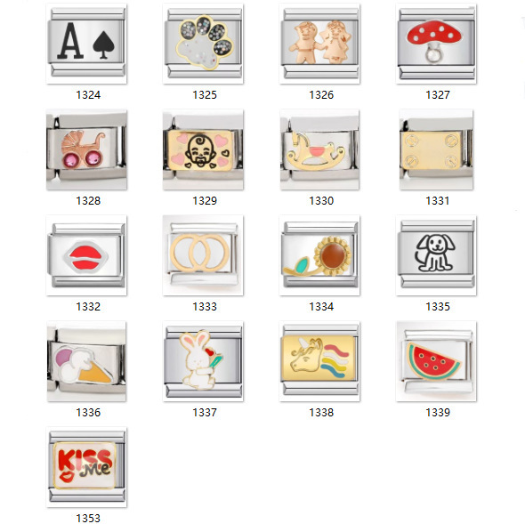 Cross-Border Spot Single Section Pattern Welded Cartoon DIY Module Bracelet Italian Charm Stainless Steel Bracelet