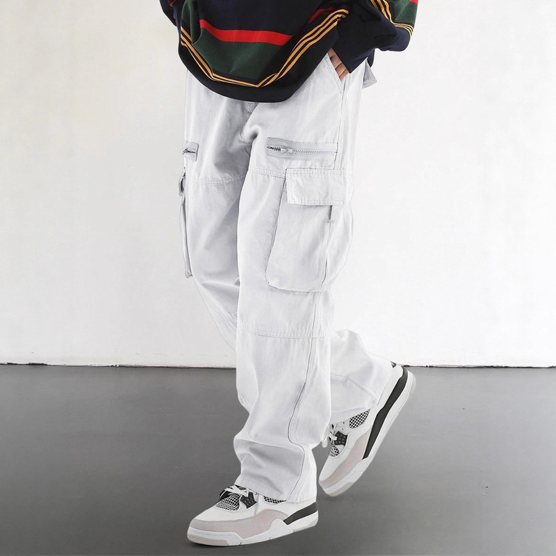 Customized Cross-Border Amazon American-Style Functional Multi-Pocket Workwear Men's Pants, Straight Loose Casual Pants, Trendy 1081