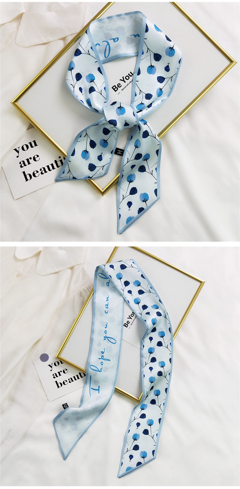 20g Weight Silk Scarf Classification Travel Occasion Unisex Gender Sweet Style Khaki, Multicolor, Dark Blue, White, Red, Green, Blue, Yellow, Black Color Fashion Silk Scarf Hair Tie 22