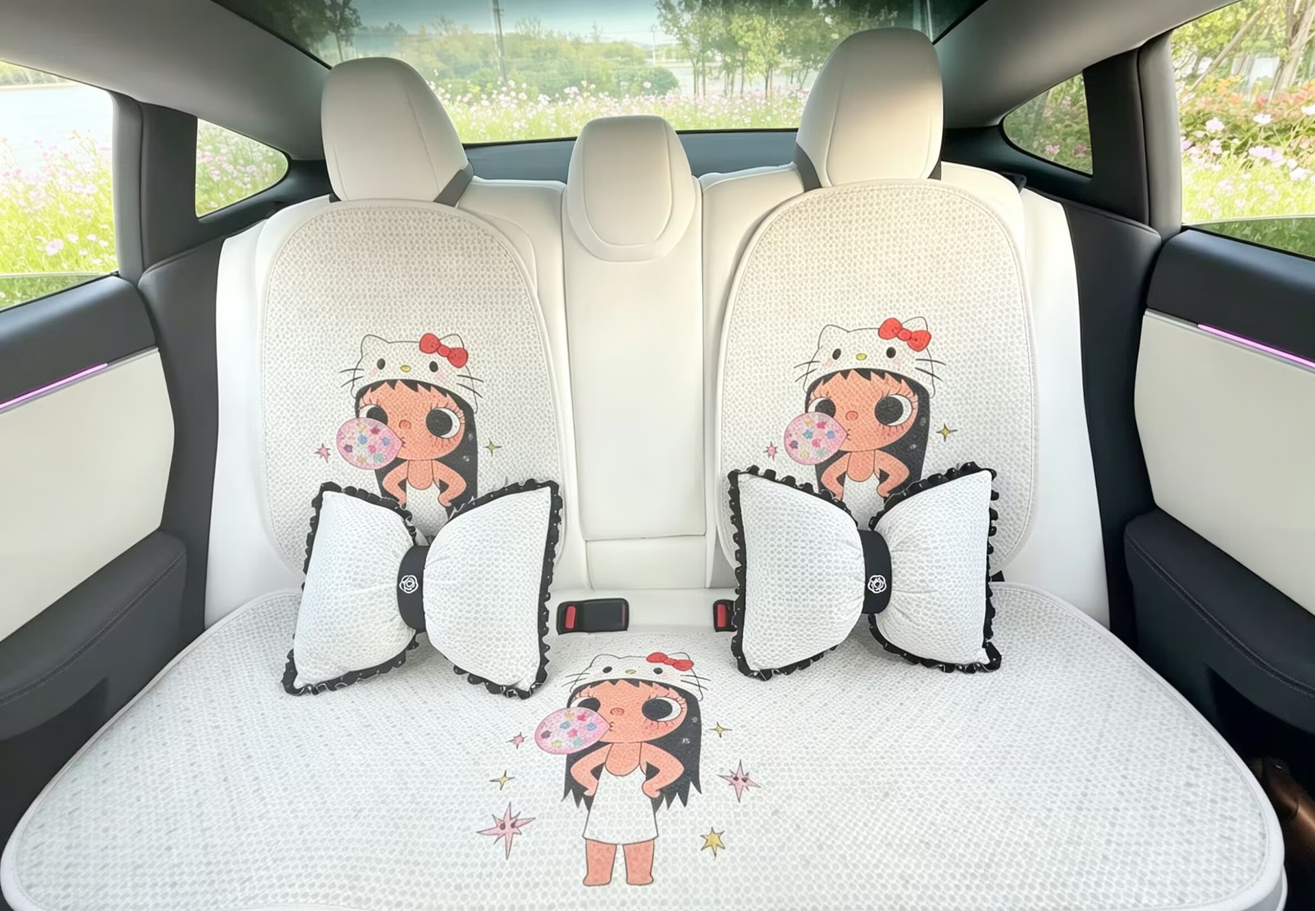 26-Year-Old New Model Cartoon Q-Style Beautiful Girl Breathable Fabric Car Seat Cushion Four-Season Multi-Piece Set Independent Stand Cross-Border Wholesale