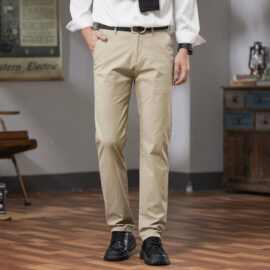 现货爆款纯棉休闲裤男宽松直筒长裤商务休闲秋冬高端弹力裤子秋