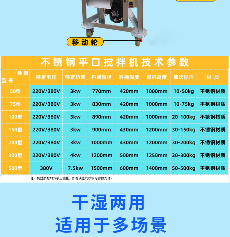 不锈钢平口搅拌机饲料颗粒草料混合机白糖淀粉化工原料立式搅拌机