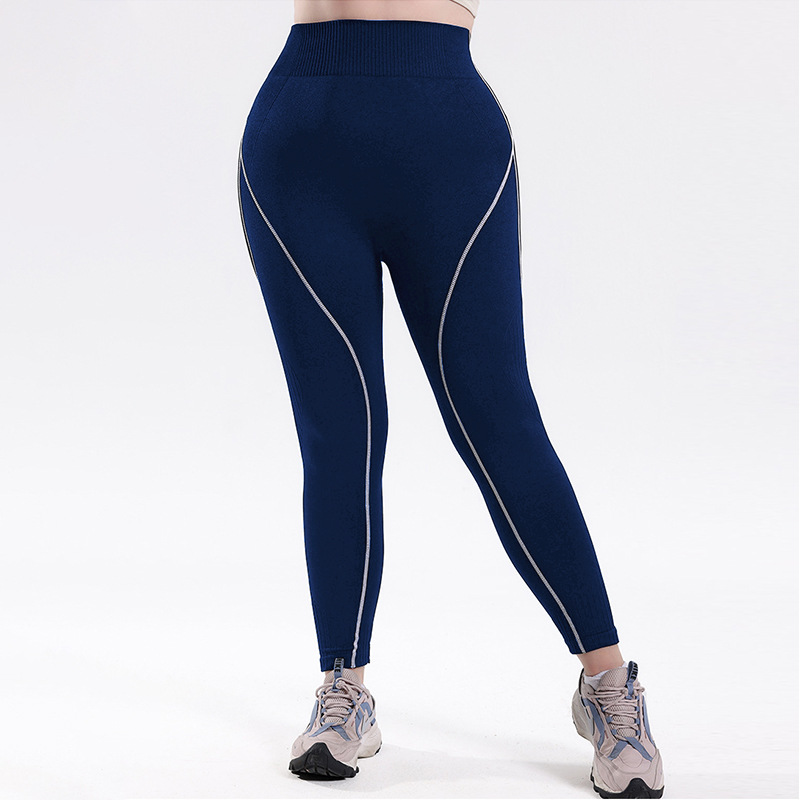 Shein explosión de color contraste de cintura alta hilo de gran tamaño pantalón de calzada de mujer running fitness bottom honeycomb slim pants