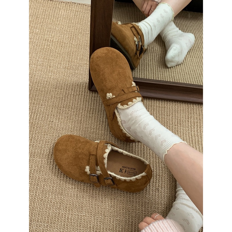 女王范棕色复古厚底全包勃肯鞋女2025新款秋季配裙子百搭单鞋子|undefined