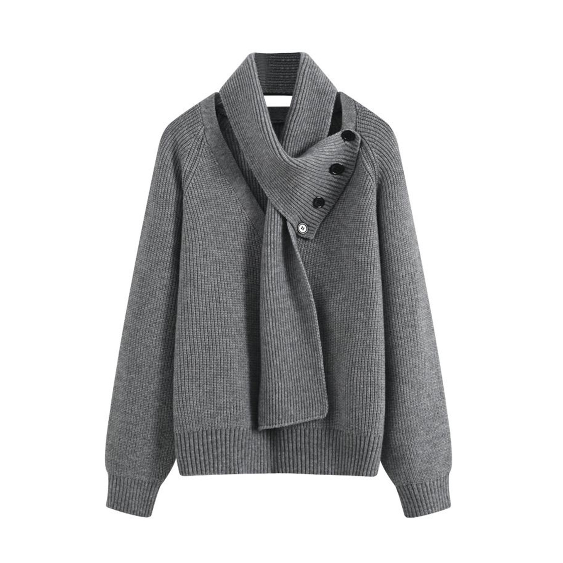 Explosiones transfronterizas de tamaño grande turban desmontable camisa de punto suéter masculino botón de sentido superior otoño invierno fábrica al por mayor