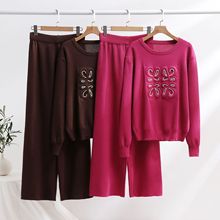 跨境运动套装女针织毛衣两件套装欧洲站秋冬欧美网红新款通勤女装