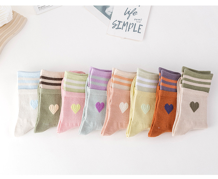Unisex Women's Middle Tube Socks Spring and Autumn Cotton Sports Socks ins Trendy Double Cuffs Korean College Style Socks_voghion.com