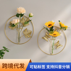 北欧鉄芸壁面壁掛け花ストラップ創意リビング壁装飾品穴なし壁植物ストラップ