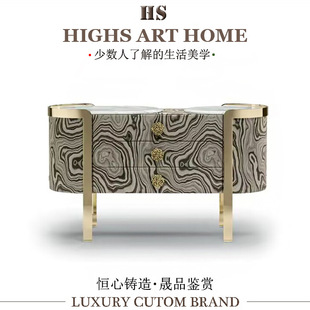 Highs Light Luxury Artistic Solid Wood Entryway Cabinet Villa Home Designer Entry Creative High-End Sideboard