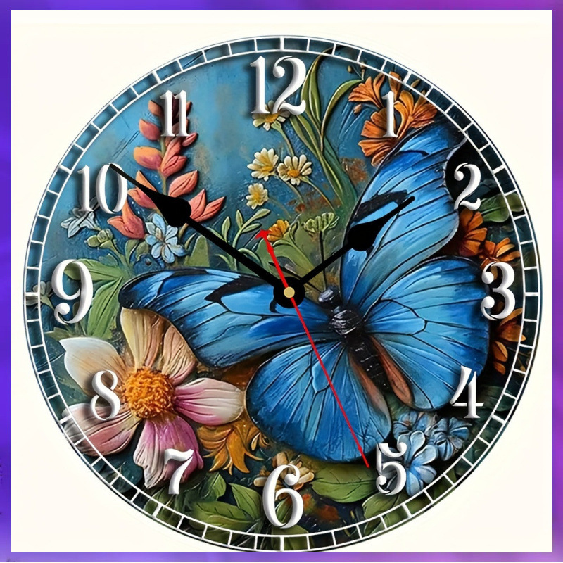 Reloj de pared sin marco con mariposa/animal, reloj simple de tablero de densidad, decoración para sala/comedor, venta directa de fábrica