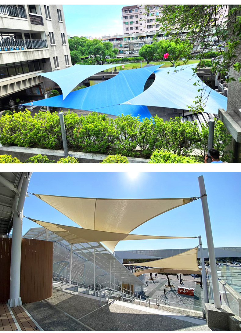 Custom-made outdoor wave-shaped retractable HDPE sunshade net for kindergartens, poolside, beach, and home courtyard