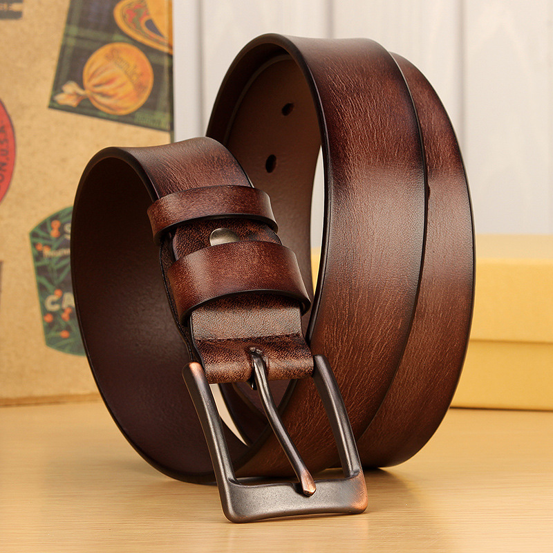 Men's belt leather retro old belt men's...