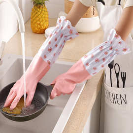 洗衣服加厚加棉绒刷碗手套 秋冬护手款清洁防水厂家批发洗碗手套