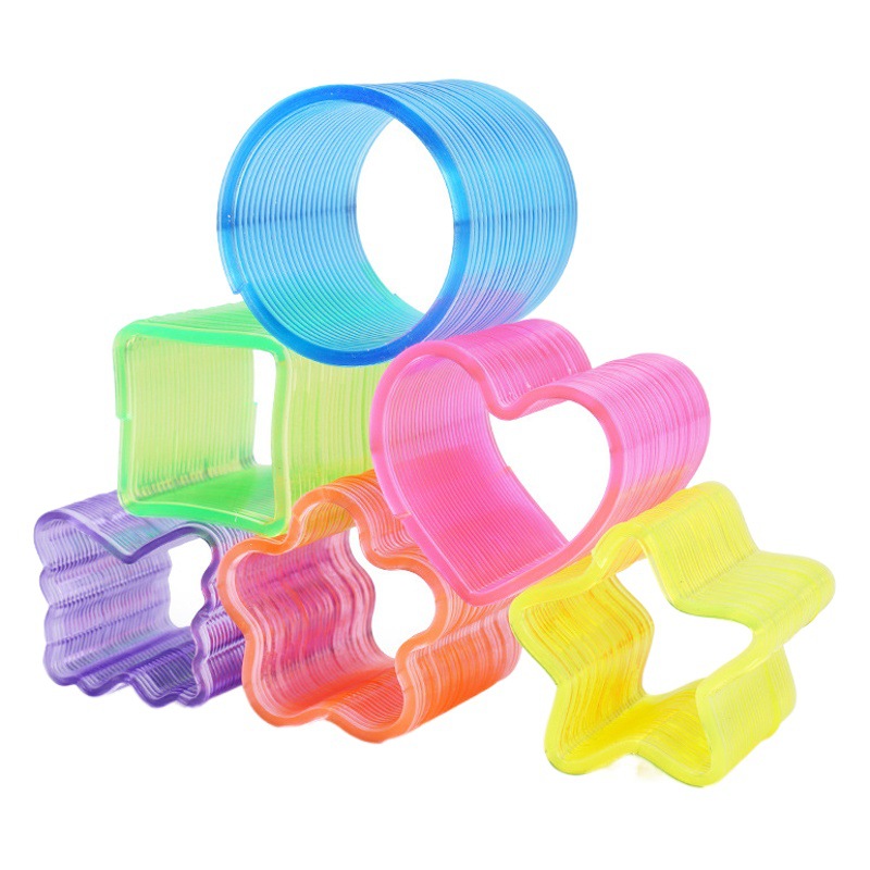 Venta caliente anillo apilado para niños fábrica al por mayor anillo de primavera Kindergarten juguetes calientes 35mm mini Arco Iris anillo puesto image 1