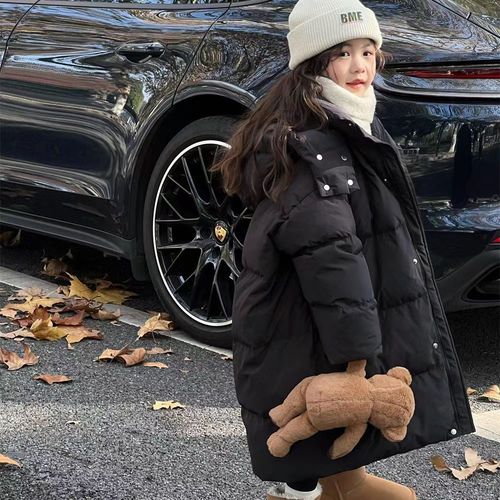 2025 New Women's Children's Cotton Jackets Winter Children's Length Winter Wear Knee-Length Cotton Coats for Older Children Cotton Jackets Outerwear