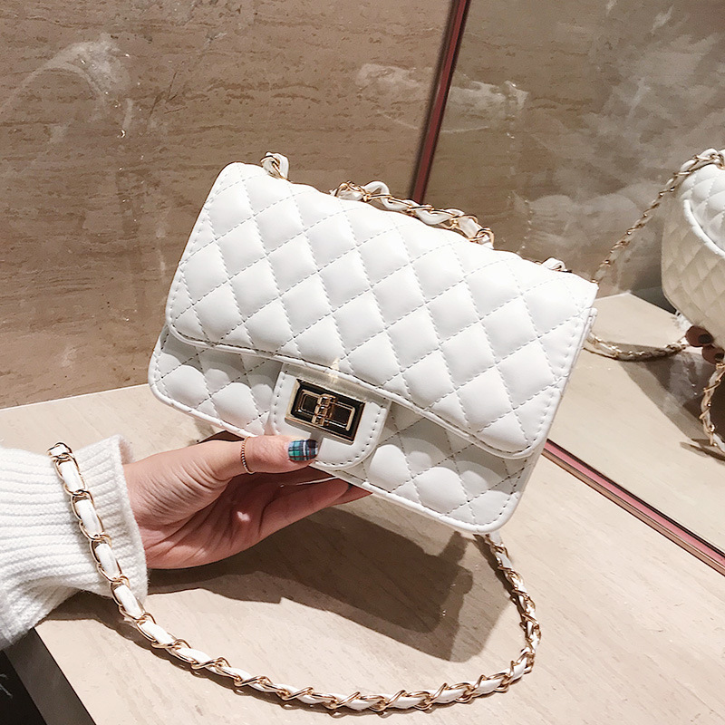 Bag Women's 2022 New Trendy Korean Version Of The Lingge Chain Bag Small Fragrance Style One-shoulder Diagonal Bag Women's Bag All-match Small Square Bag