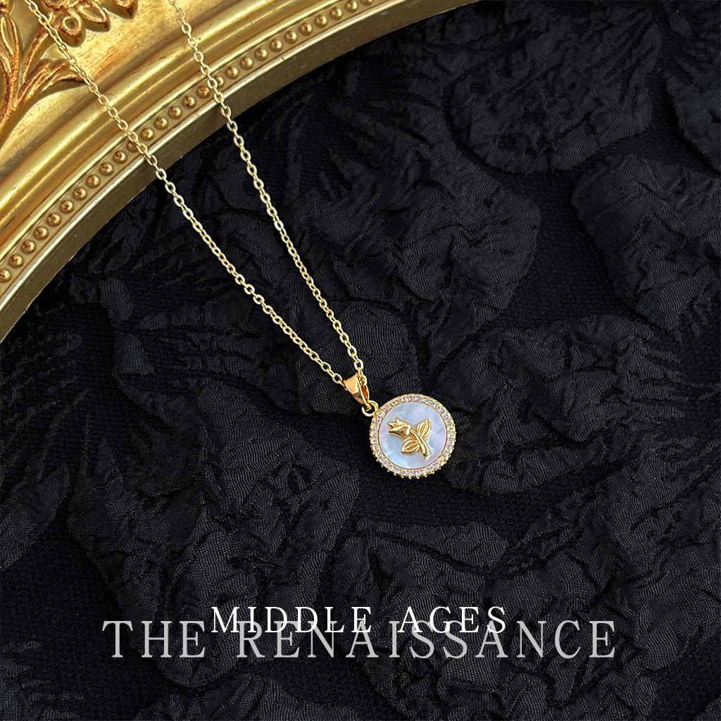 Vintage tulip light antique style real shell necklace electroplated with 18K real gold