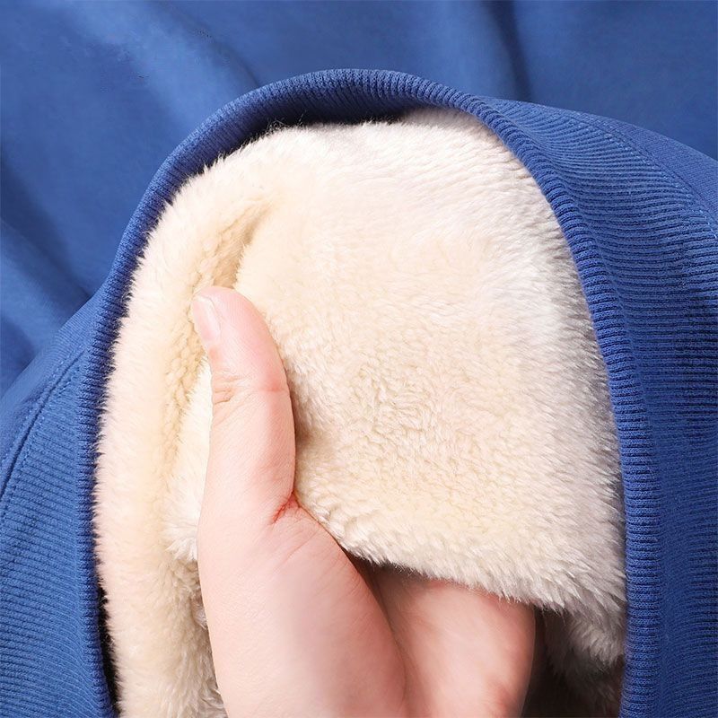 Lamb Wool Sweatshirt for Men 2023 Winter New Style Fleece-Lined Thickened Warm Round-Neck Couple's Top Versatile Large Size 12 Lamb Wool Sweatshirt for Men 2023 Winter New Style Fleece-Lined Thickened Warm Round-Neck Couple's Top Versatile Large Size 12
