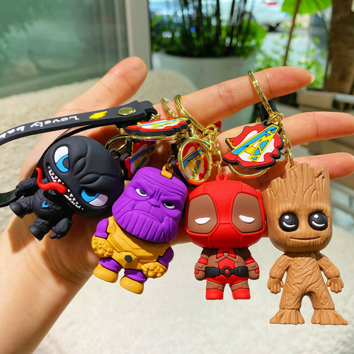 Cartoon Q-version Marvel series keychain creative male Spider-Man Venom figure toy car bag small gift