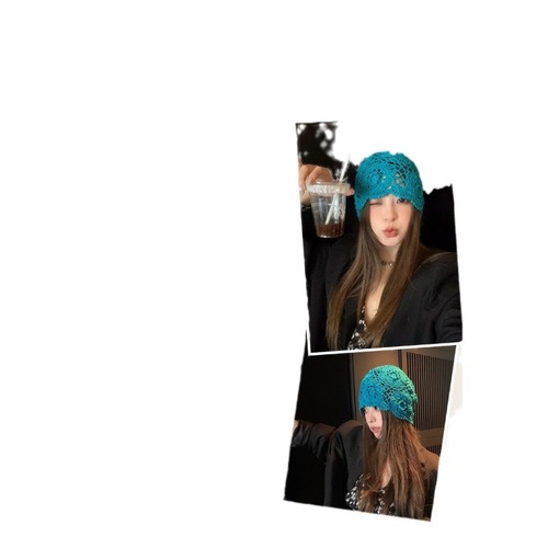 Bohemian ethnic style~Handmade crocheted knitted hat for women, Japanese style niche design hollow flower Baotou hat