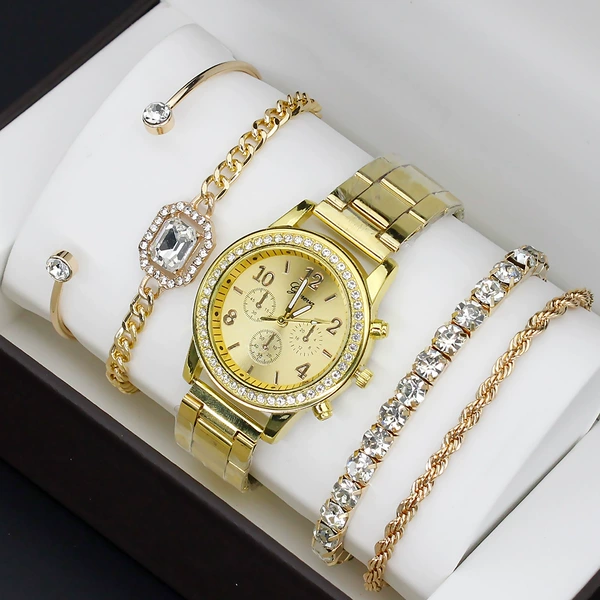 Golden watch, bracelet