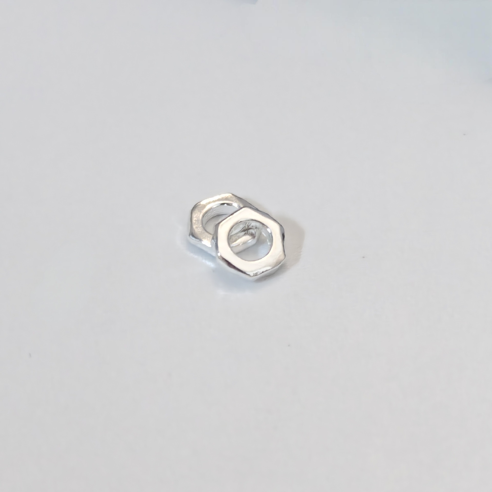 S999 Pure Silver Hexagonal Spacer Beads and Pieces, Silver Jewelry Accessories, Closed Loops for DIY Braided Rope Bracelets and Necklaces, Loose Beads